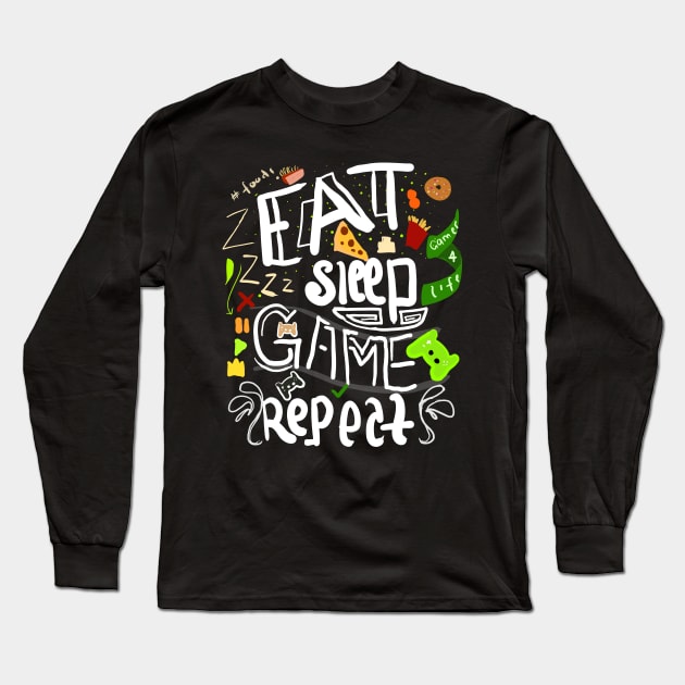 eat sleep game repeat Long Sleeve T-Shirt by Fashion by Gail